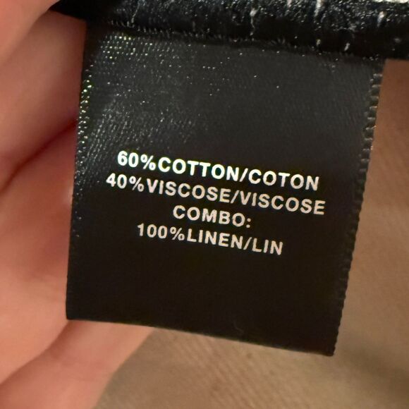 Lafayette 148 New York Black White Cotton Linen Blend Cuffed Jacket 12 Career - Picture 7 of 8